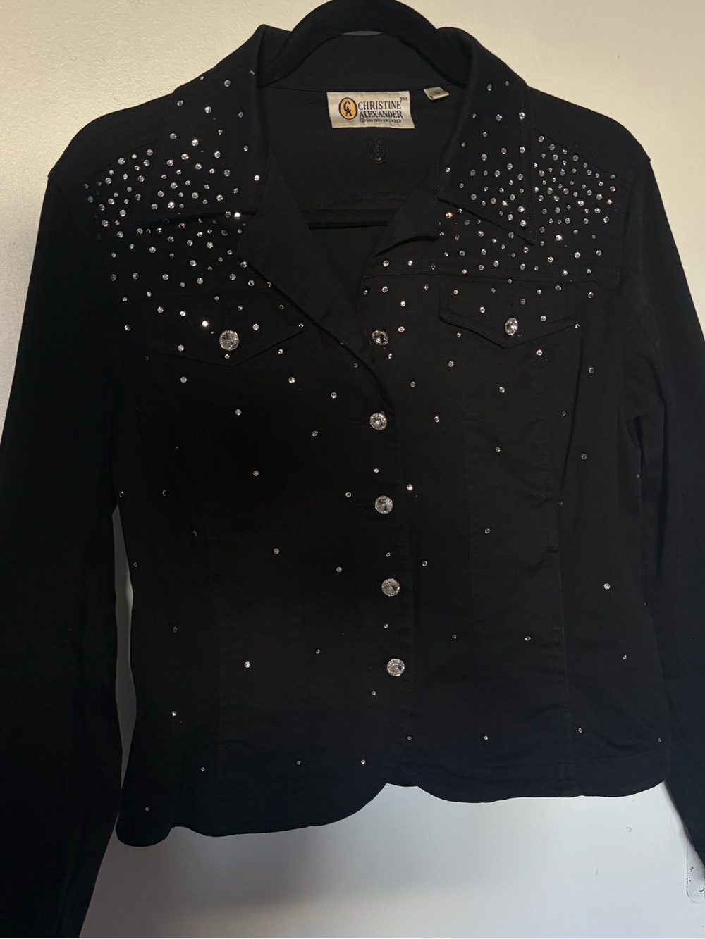 Christine Alexander Black Studded Jean Jacket